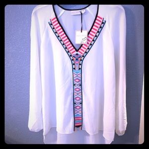 Bisou Bisou white blouse long sleeves small